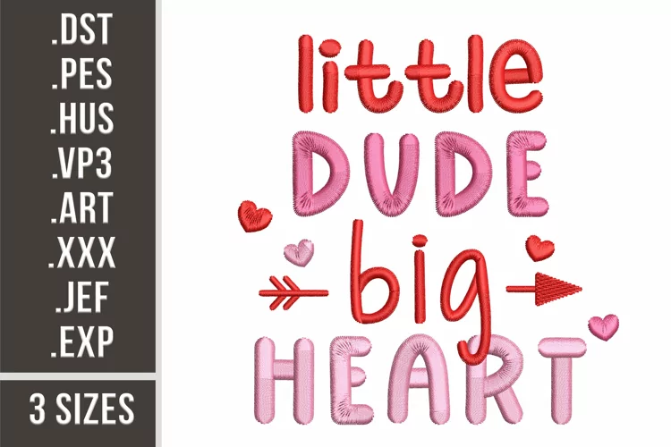 Little Dude Big Heart | Baby Embroidery Design