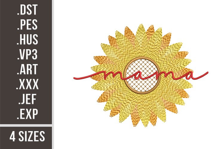 Mama Sunflower | Embroidery Design example image 1