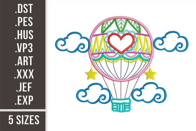 Love Air Balloon | Embroidery Design