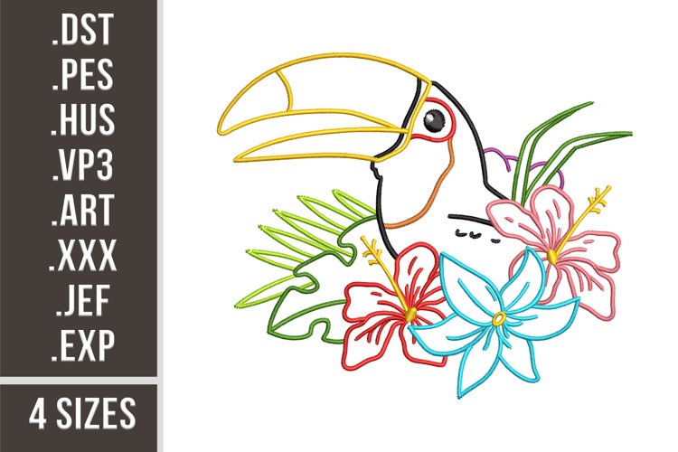 Floral Toucan | Bird Embroidery example image 1