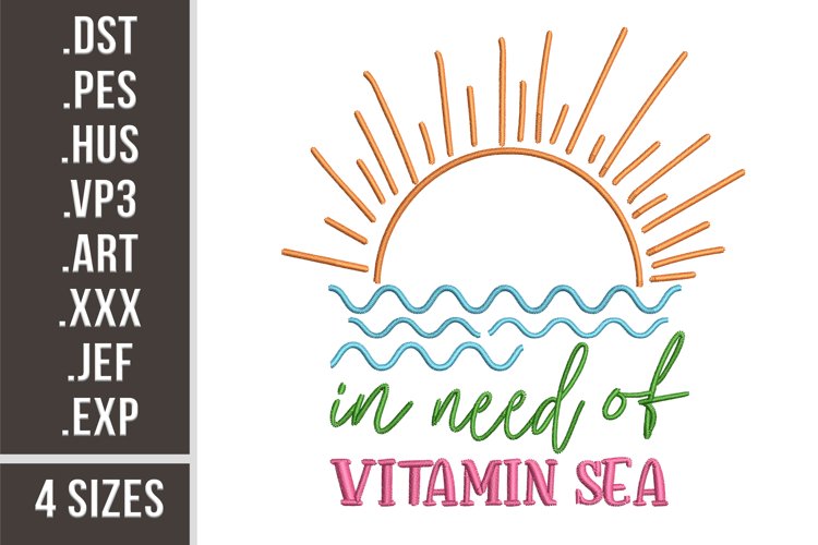 In Need of vitamin Sea | Embroidery Design example image 1