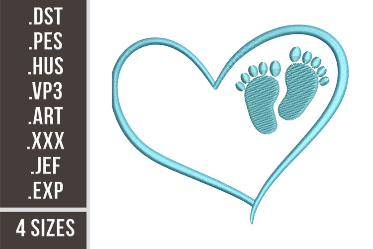 Baby Feet in Heart | Family Embroidery example image 1