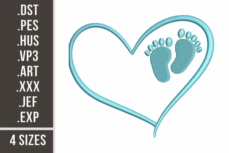 Baby Feet in Heart | Family Embroidery
