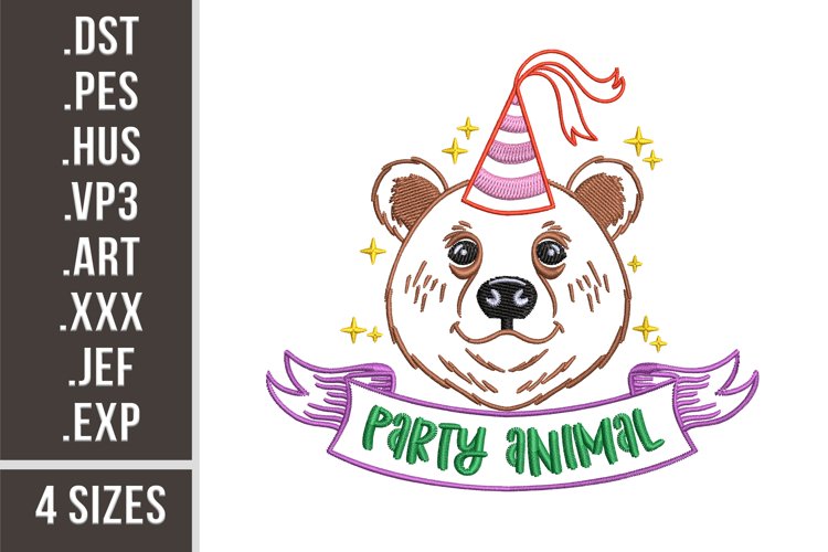 Party Animal | Bear Embroidery example image 1