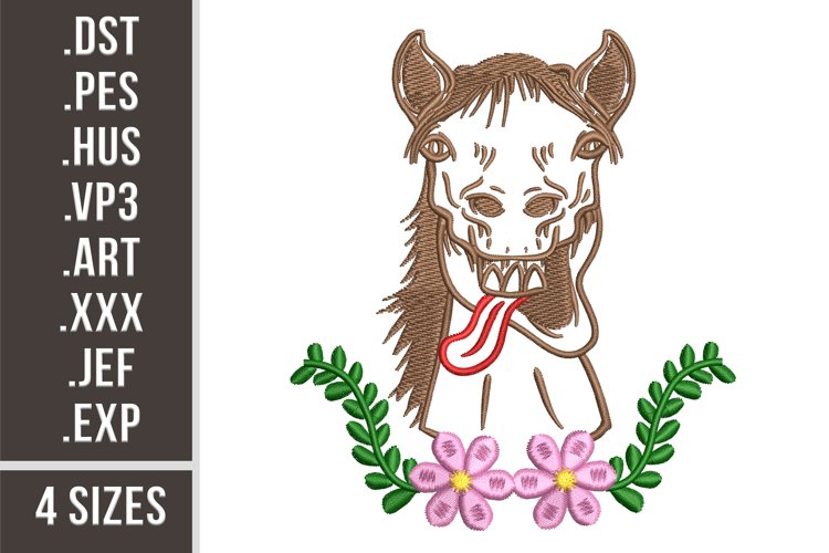 Crazy Horse | Floral Animal Embroidery example image 1