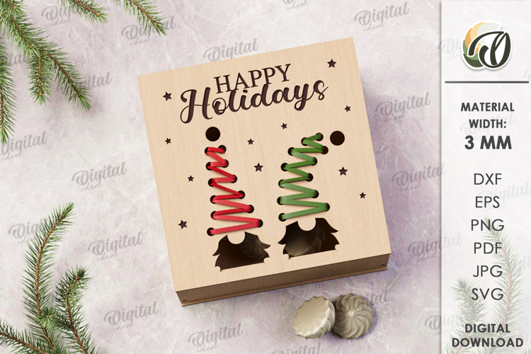 Embroidery Gift Box Laser Cut. Christmas box SVG