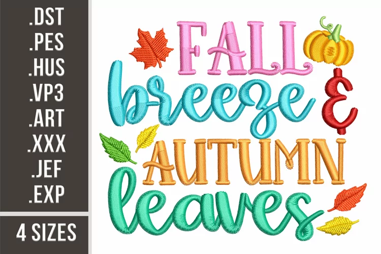 Fall Breeze Autumn Leaves | Embroidery Design