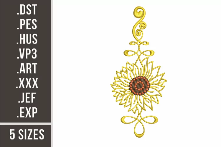 Flower with Swirls | Sunflower Embroidery