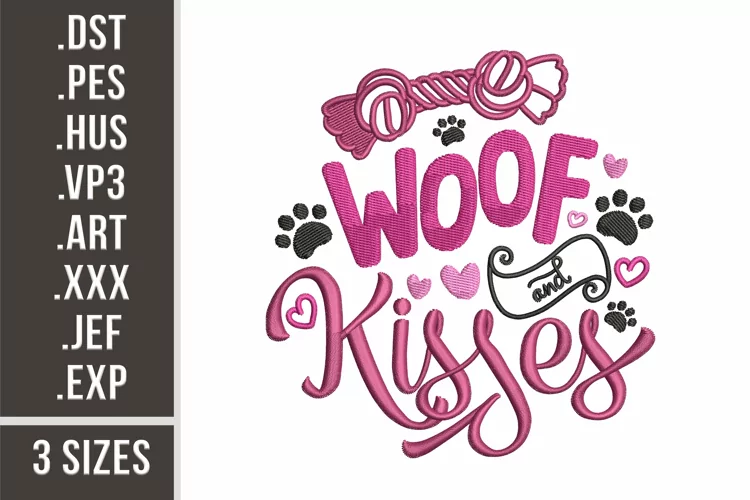 Woof and Kisses | Funny Dogs Embroidery
