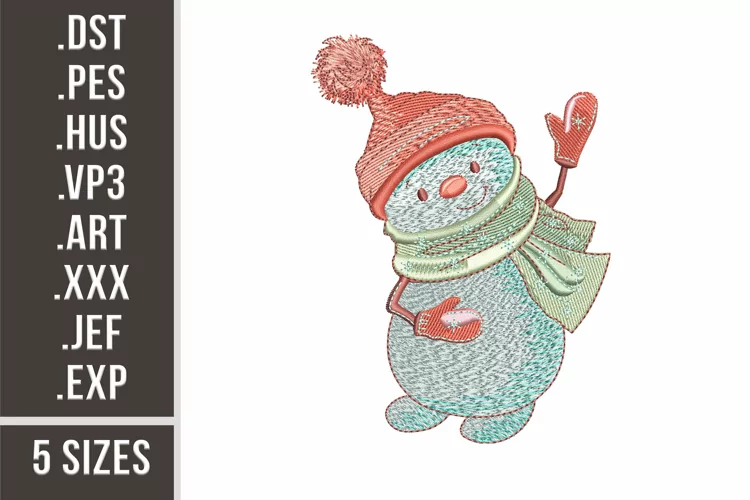 Watercolor Snowman | Christmas Embroidery Design