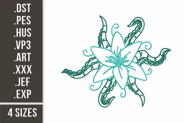 Floral Octopus | Nautical Embroidery Design