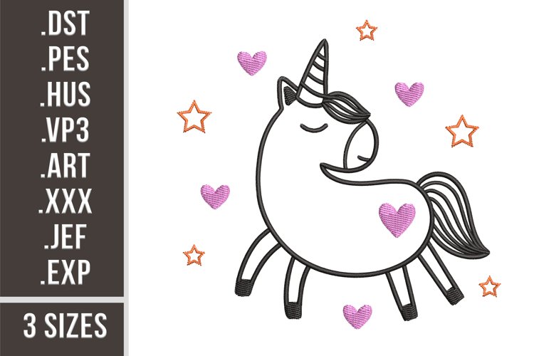 Unicorn | St. Valentine's Day Embroidery example image 1