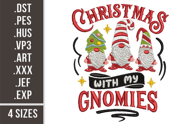 Christmas With My Gnomies | Embroidery Design example image 1