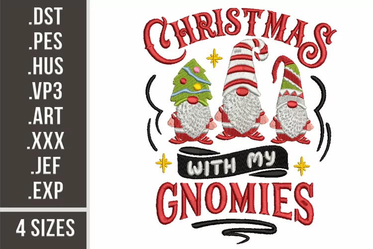 Christmas With My Gnomies | Embroidery Design