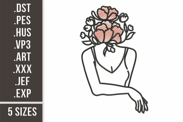 Floral Woman With Roses | Flowers Embroidery