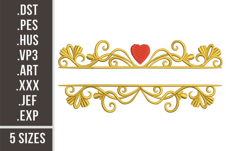 Ornament with Heart Split Monogram Embroidery