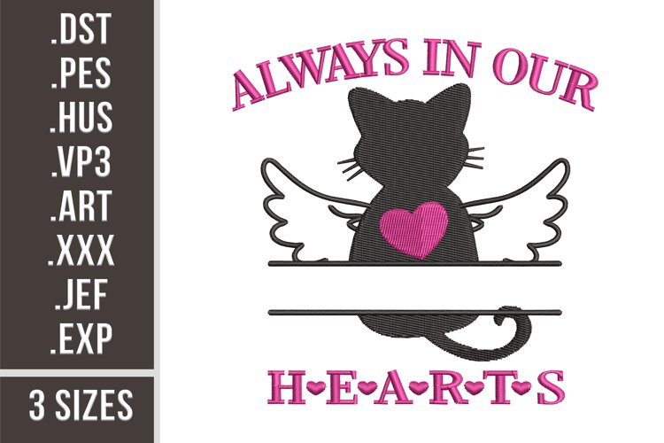 Always In Our Hearts | Cat Memorial Embroidery example image 1