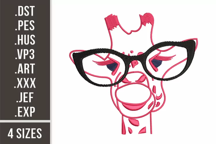 Giraffe with Glasses | Machine Embroidery Design