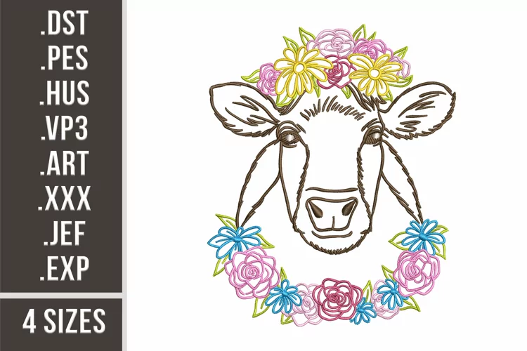 Floral Cow | Farmhouse Animal Embroidery