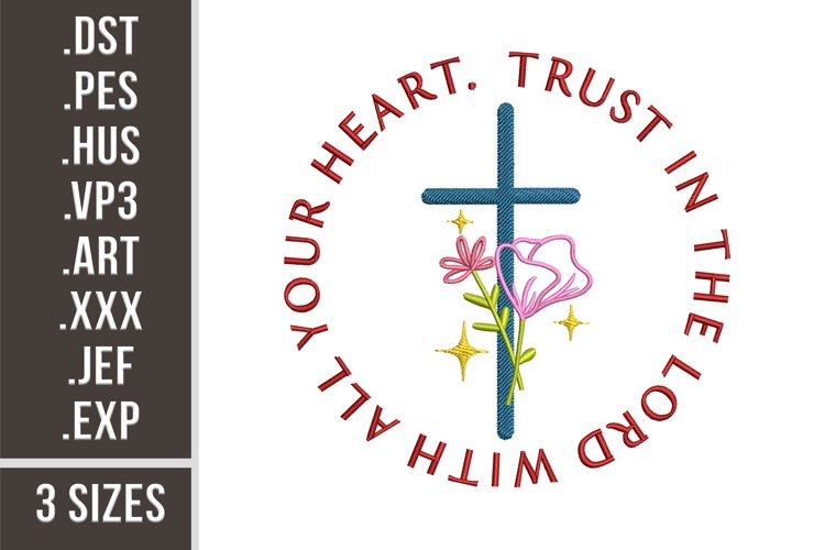 Trust In The Lord | Christian Quote Embroidery example image 1