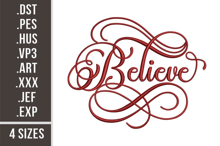 Believe Lettering | Christmas Embroidery example image 1