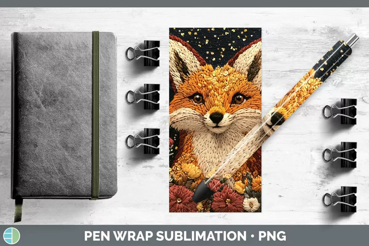 Embroidery Fox Pen Wrap Sublimation Pen Designs