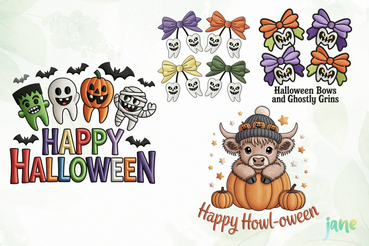 Embroidery Halloween Clipart Sublimation