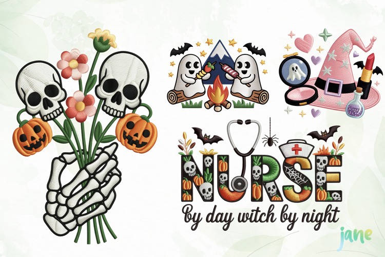 Embroidery Halloween Clipart Sublimation