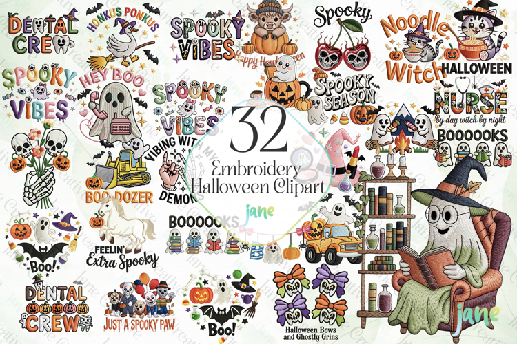 Embroidery Halloween Clipart Sublimation