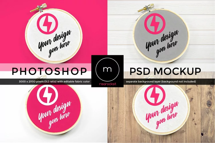Embroidery Hoop Photoshop Mockup