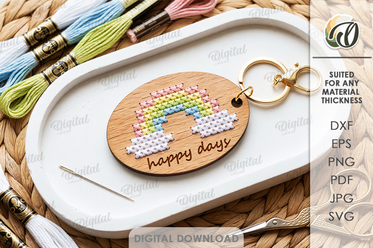 Embroidery Keychain Laser Cut. Embroidery Blank SVG