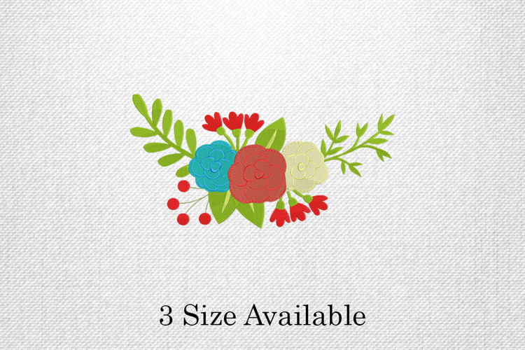 Colorful Floral Arrangement Three Size Embroidery Design