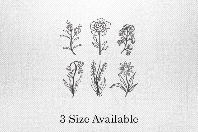 Minimal Line Art Floral Embroidery Design (6265872)