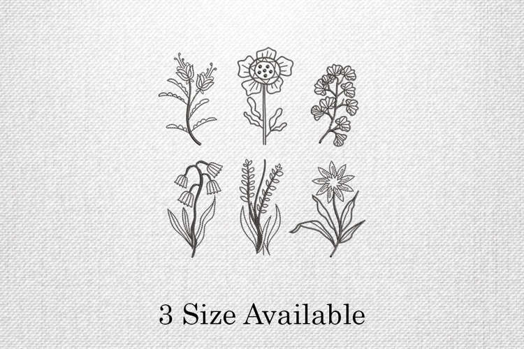 Minimal Line Art Floral Embroidery Design