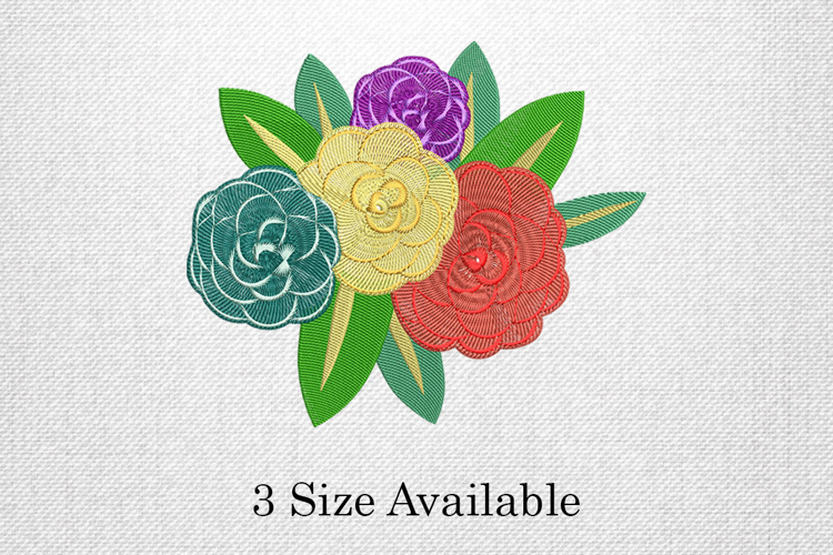 Colorful Floral Bloom Three Size Embroidery Design