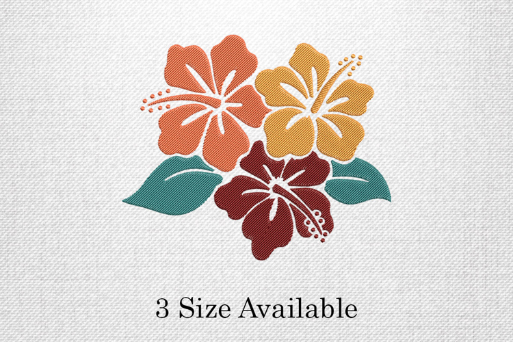 Tropical Hibiscus Trio Three Size Embroidery Design