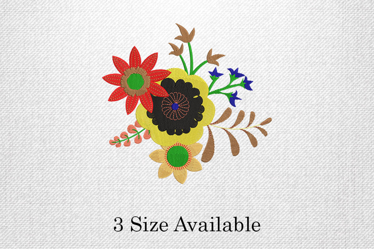 Colorful Floral Bouquet Embroidery Design