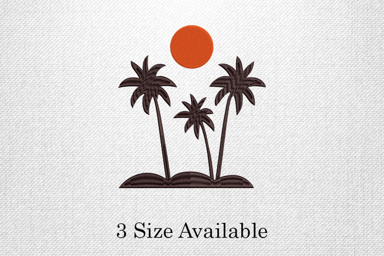 Palm Tree Sunset Three Size Embroidery Design