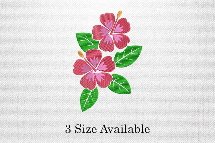 Pink Hibiscus Flower Embroidery Design