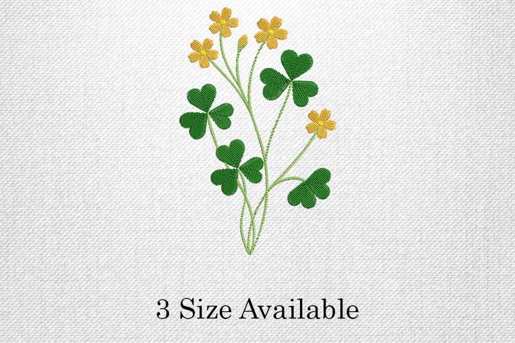 Green Clover Yellow Flower Embroidery Design