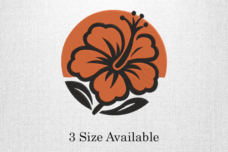 Orange Hibiscus Circle Embroidery Design