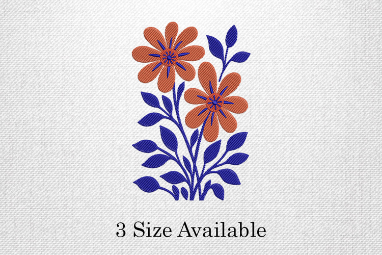 Orange Blue Daisy Pair Three Size Embroidery Design