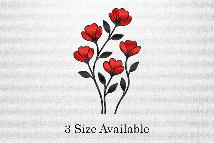 Red Flower Branch Embroidery Design