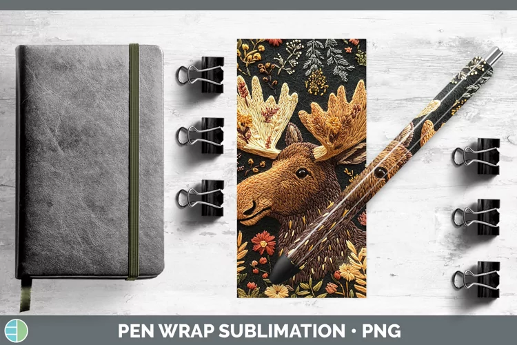 Embroidery Moose Pen Wrap Sublimation Pen Designs