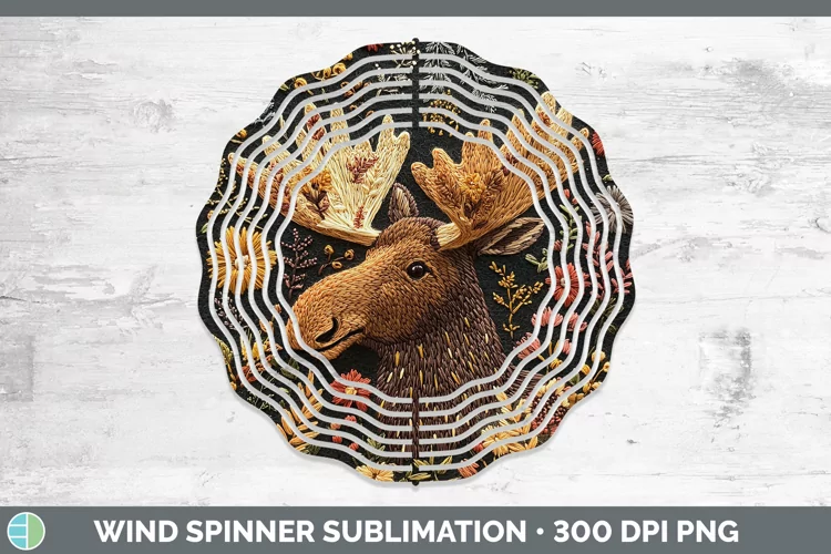 Embroidery Moose Wind Spinner Sublimation Spinner Designs