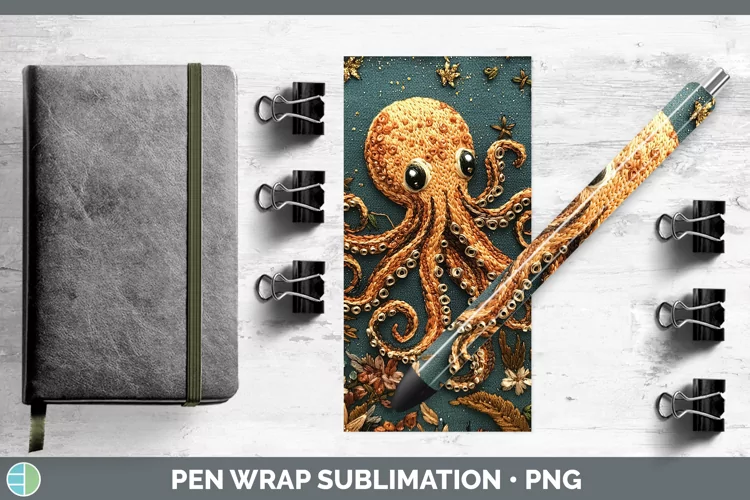 Embroidery Octopus Pen Wrap Sublimation Pen Designs