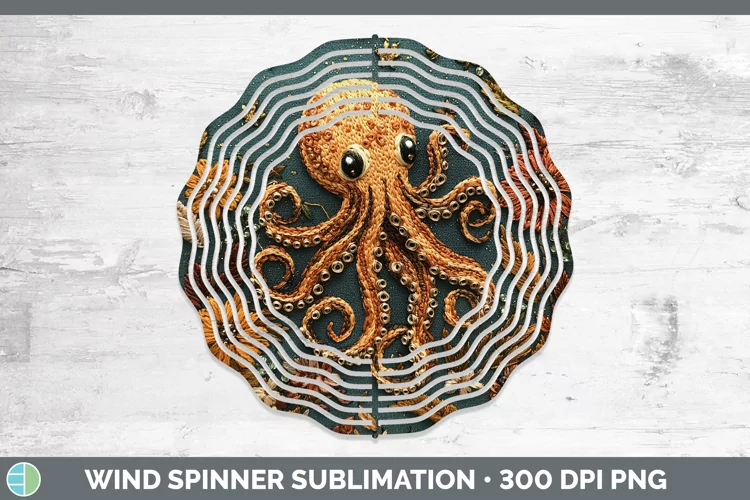 Embroidery Octopus Wind Spinner Sublimation Spinner Designs