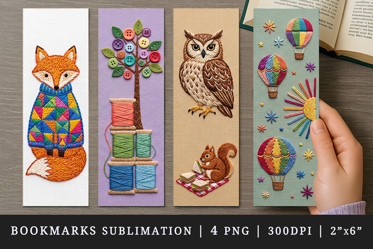 Embroidery bookmarks printable sublimation bookmark design