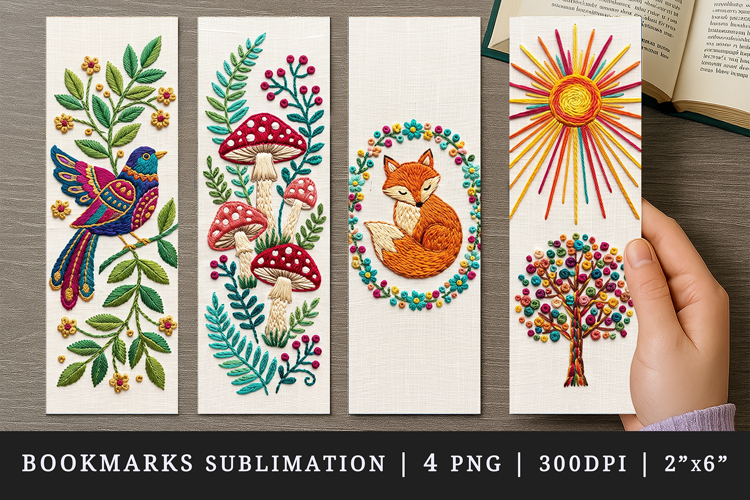 Embroidery bookmarks printable sublimation bookmark design