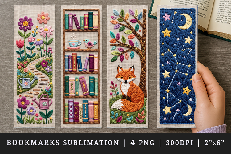 Embroidery bookmarks printable sublimation bookmark design